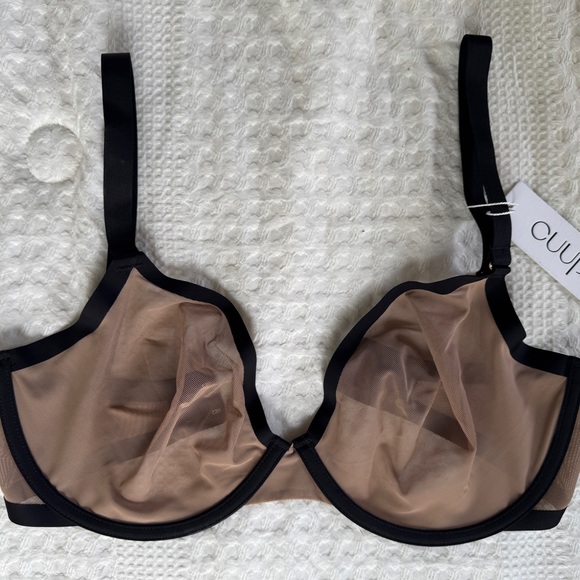 NWT CUUP The Plunge Black and Tan Sheer Bra 32G - Picture 1 of 2